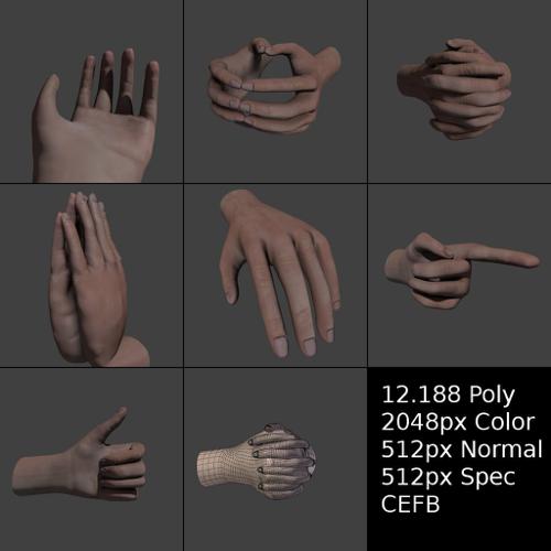 Hands (Textured + Simple Rig) preview image